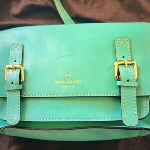 Kate Spade, Essex Scout, leather Crossbody Messenger bag Caribbean blue.